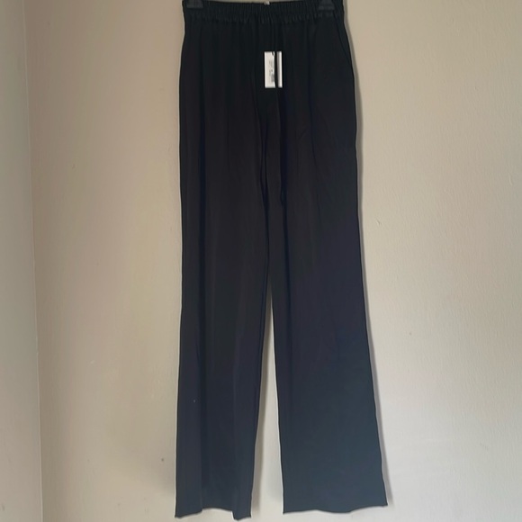 Milly Hammered Satin Track Black Pant Size 0 NWT - Picture 1 of 7